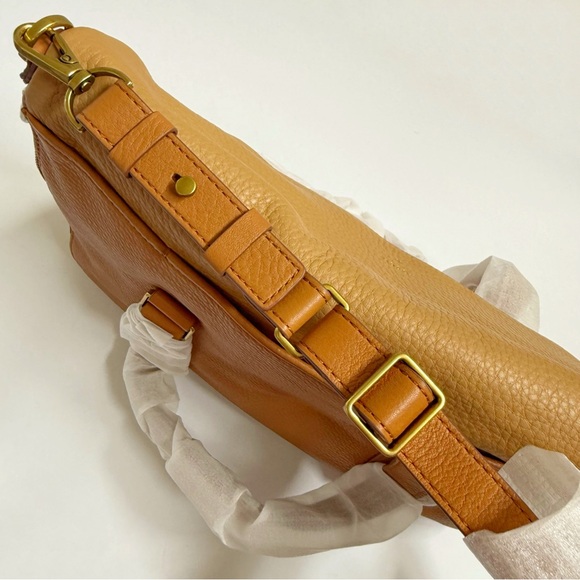 FOSSIL CAMEL TAN BROWN 2 TONE LEATHER ZIPPER CLOSE PRESTON SATCHEL TOTE BAG - Picture 11 of 13